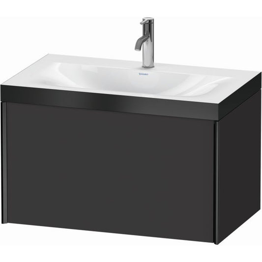 Duravit XViu 31" x 20" x 19" One Drawer C-Bonded Wall-Mount Vanity Kit With One Tap Hole, Graphite (XV4610OB280P)
