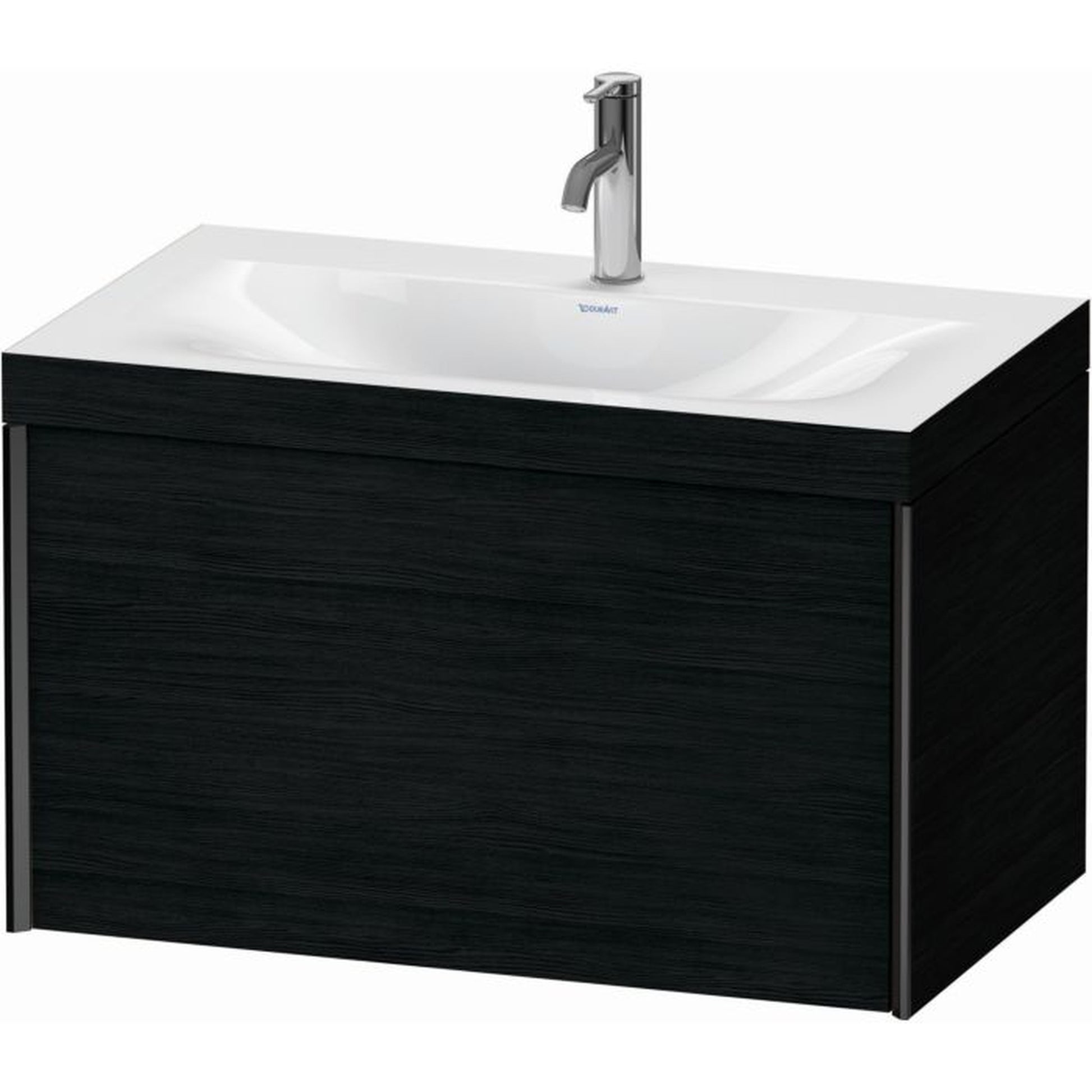 Duravit XViu 31" x 20" x 19" One Drawer C-Bonded Wall-Mount Vanity Kit With One Tap Hole, Oak Black (XV4610OB216C)