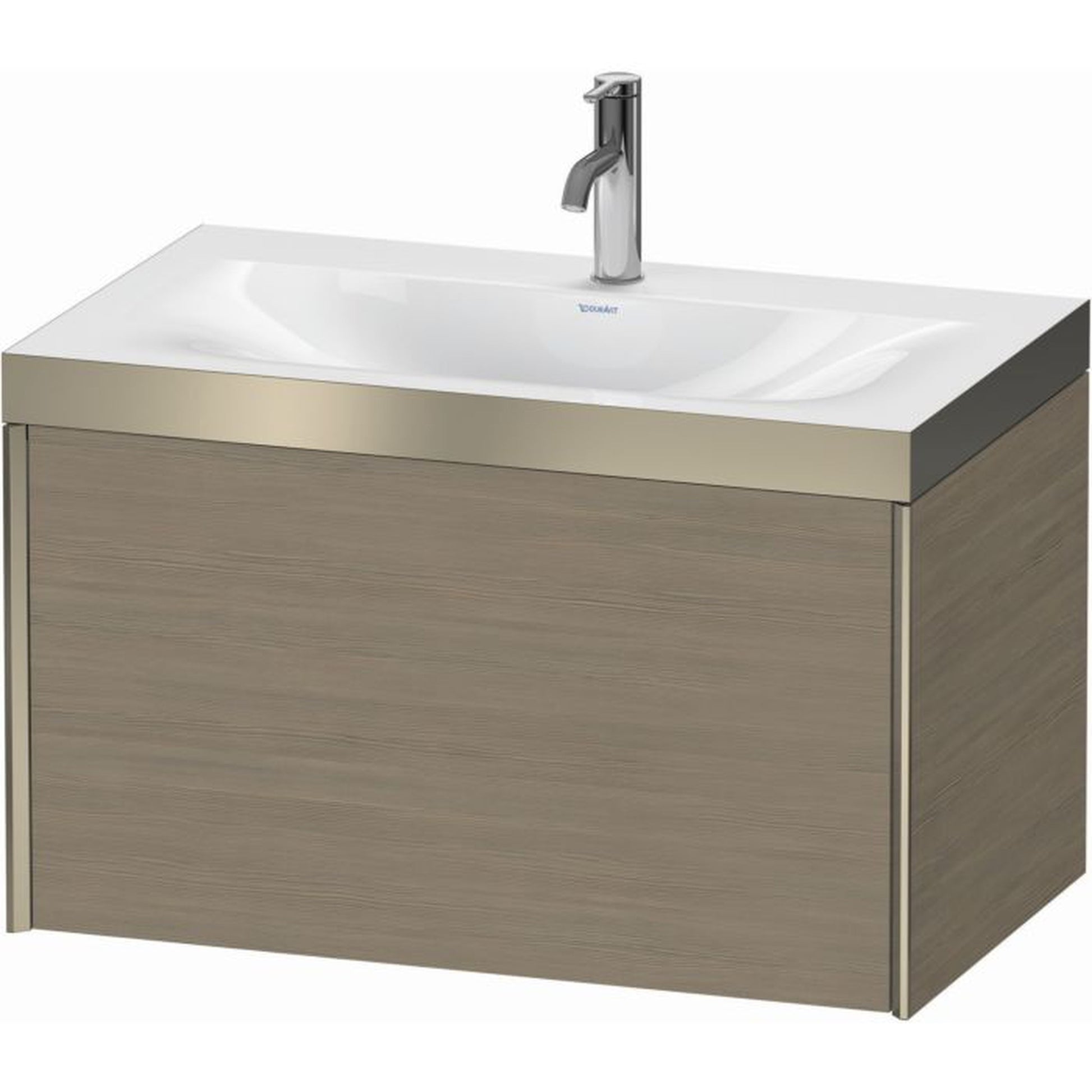 Duravit XViu 31" x 20" x 19" One Drawer C-Bonded Wall-Mount Vanity Kit With One Tap Hole, Oak Terra (XV4610OB135P)