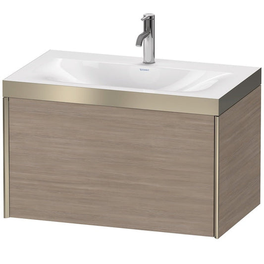 Duravit XViu 31" x 20" x 19" One Drawer C-Bonded Wall-Mount Vanity Kit With One Tap Hole, Silver Pine (XV4610OB131P)