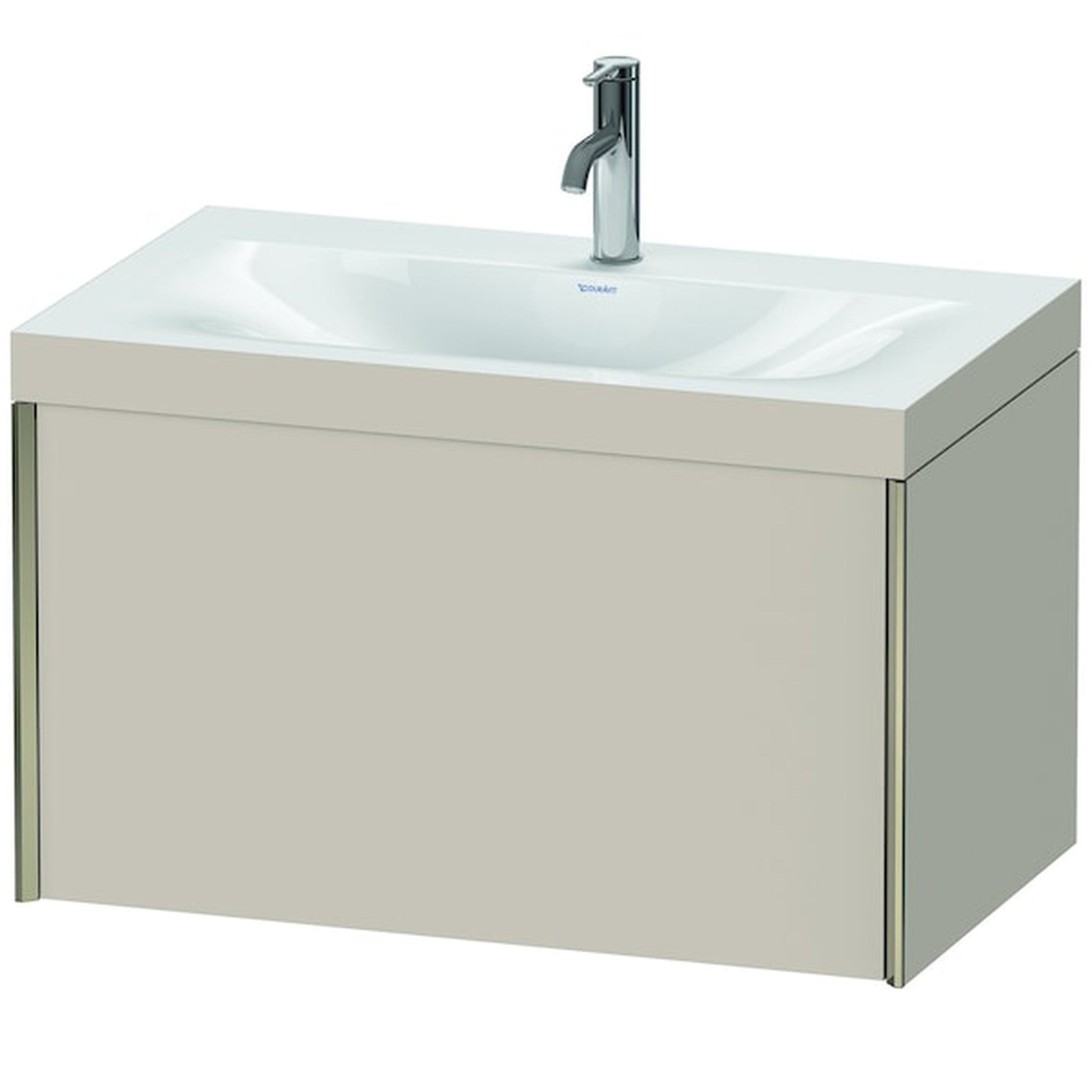 Duravit XViu 31" x 20" x 19" One Drawer C-Bonded Wall-Mount Vanity Kit With One Tap Hole, Taupe (XV4610OB191C)