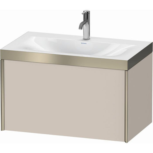 Duravit XViu 31" x 20" x 19" One Drawer C-Bonded Wall-Mount Vanity Kit With One Tap Hole, Taupe (XV4610OB191P)