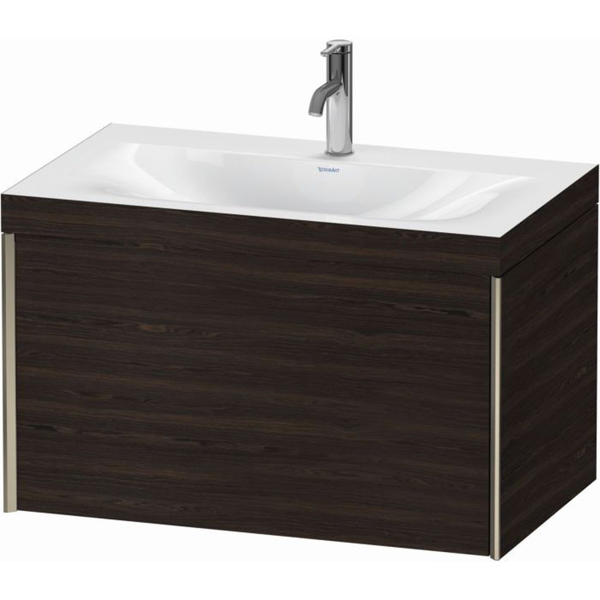 Duravit XViu 31" x 20" x 19" One Drawer C-Bonded Wall-Mount Vanity Kit With One Tap Hole, Walnut Brushed (XV4610OB169C)