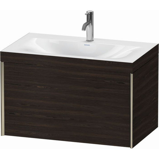 Duravit XViu 31" x 20" x 19" One Drawer C-Bonded Wall-Mount Vanity Kit With One Tap Hole, Walnut Brushed (XV4610OB169C)