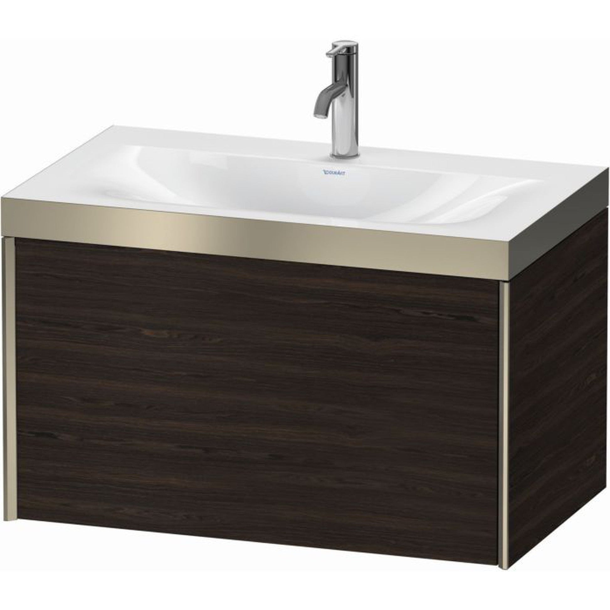 Duravit XViu 31" x 20" x 19" One Drawer C-Bonded Wall-Mount Vanity Kit With One Tap Hole, Walnut Brushed (XV4610OB169P)