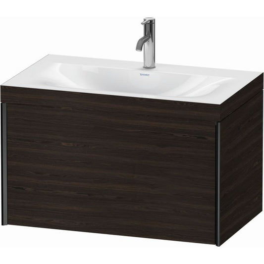 Duravit XViu 31" x 20" x 19" One Drawer C-Bonded Wall-Mount Vanity Kit With One Tap Hole, Walnut Brushed (XV4610OB269C)