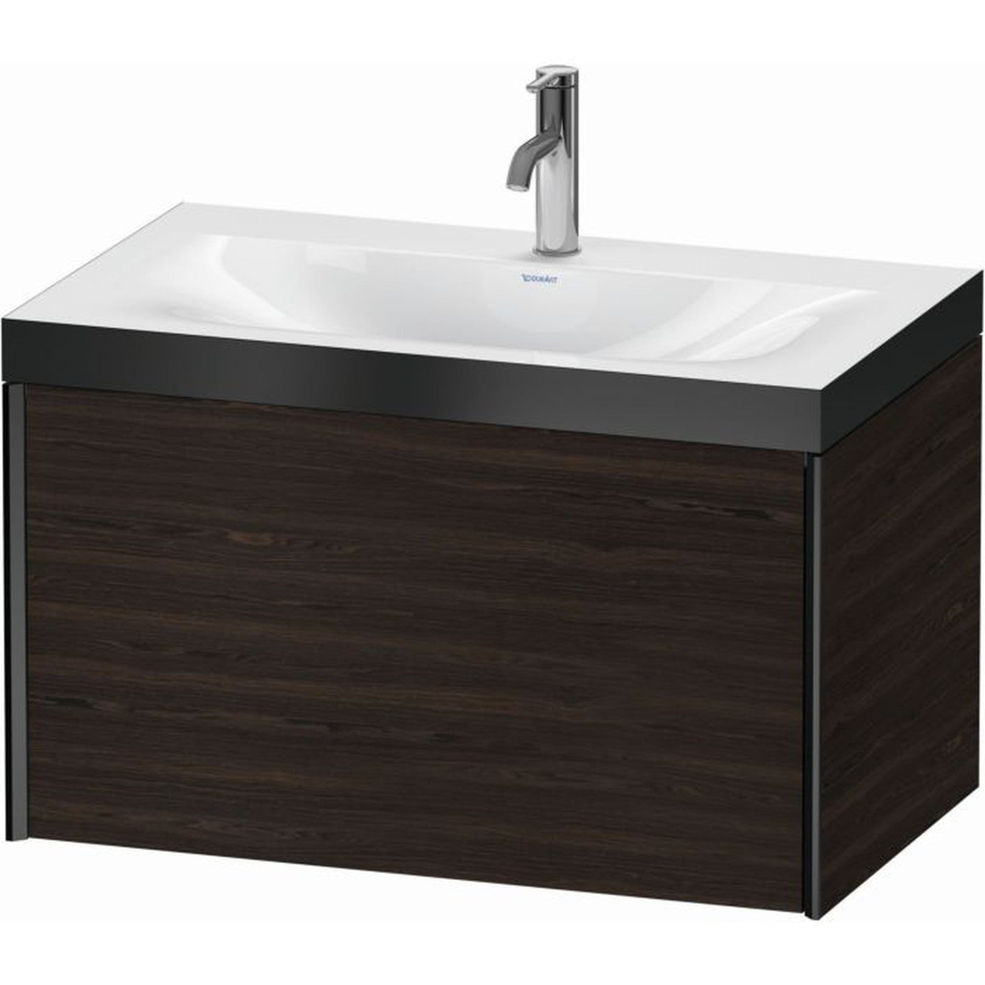 Duravit XViu 31" x 20" x 19" One Drawer C-Bonded Wall-Mount Vanity Kit With One Tap Hole, Walnut Brushed (XV4610OB269P)
