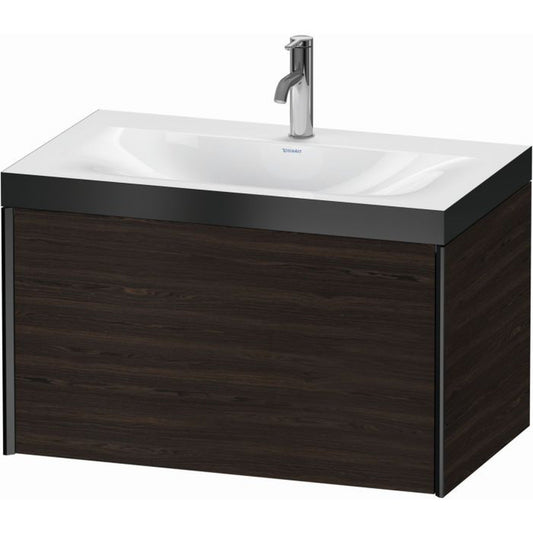 Duravit XViu 31" x 20" x 19" One Drawer C-Bonded Wall-Mount Vanity Kit With One Tap Hole, Walnut Brushed (XV4610OB269P)