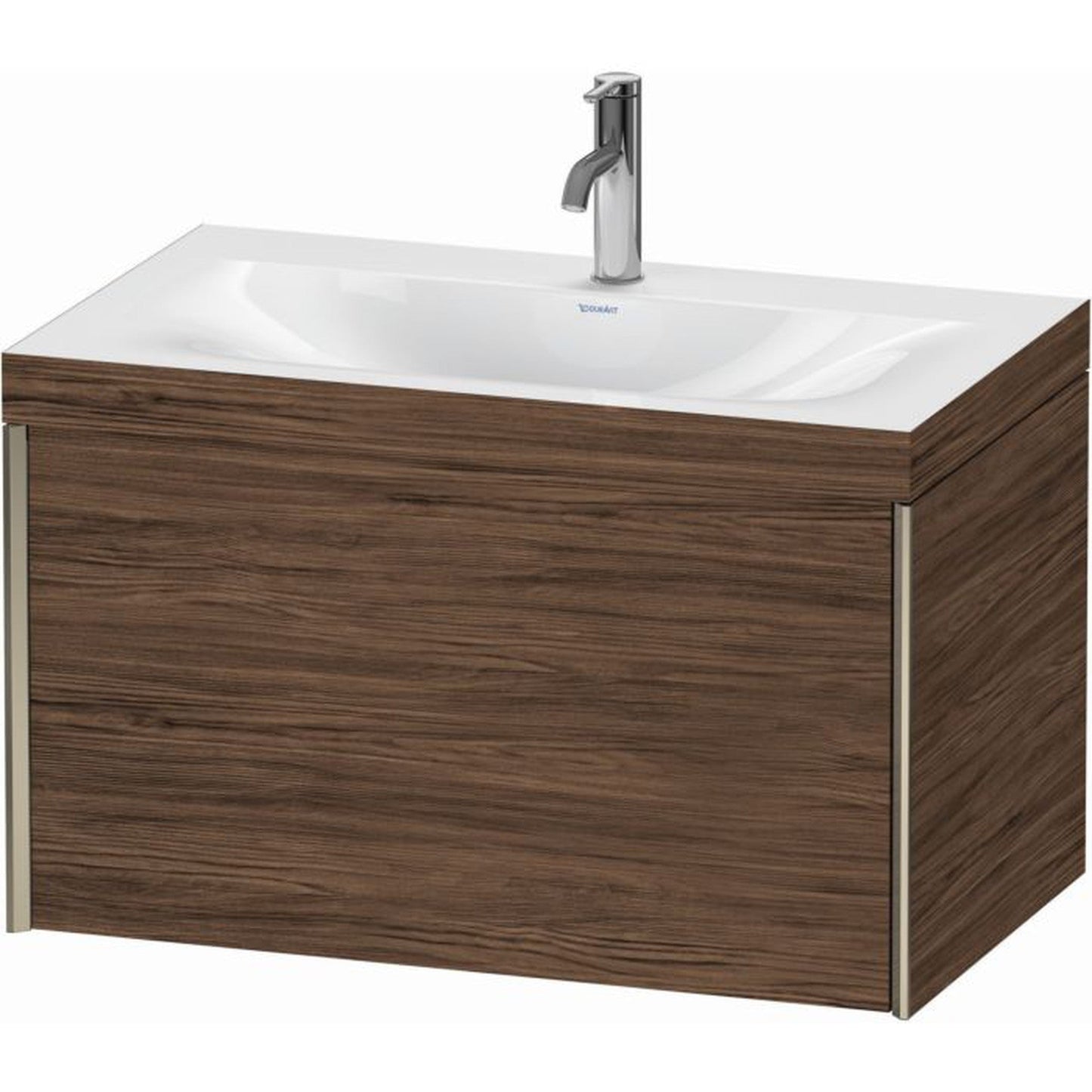 Duravit XViu 31" x 20" x 19" One Drawer C-Bonded Wall-Mount Vanity Kit With One Tap Hole, Walnut Dark (XV4610OB121C)