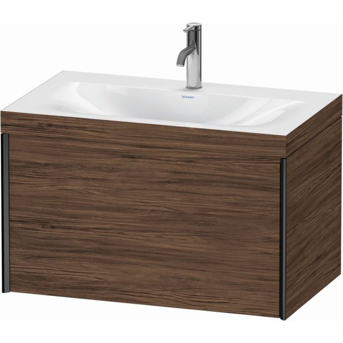 Duravit XViu 31" x 20" x 19" One Drawer C-Bonded Wall-Mount Vanity Kit With One Tap Hole, Walnut Dark (XV4610OB221C)
