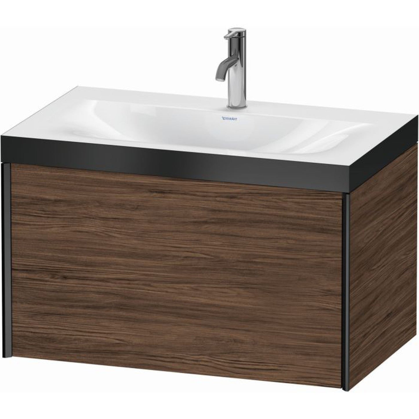 Duravit XViu 31" x 20" x 19" One Drawer C-Bonded Wall-Mount Vanity Kit With One Tap Hole, Walnut Dark (XV4610OB221P)