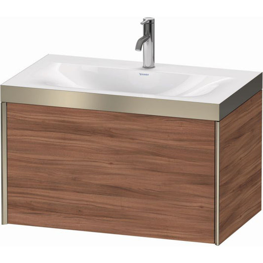 Duravit XViu 31" x 20" x 19" One Drawer C-Bonded Wall-Mount Vanity Kit With One Tap Hole, Walnut (XV4610OB179P)
