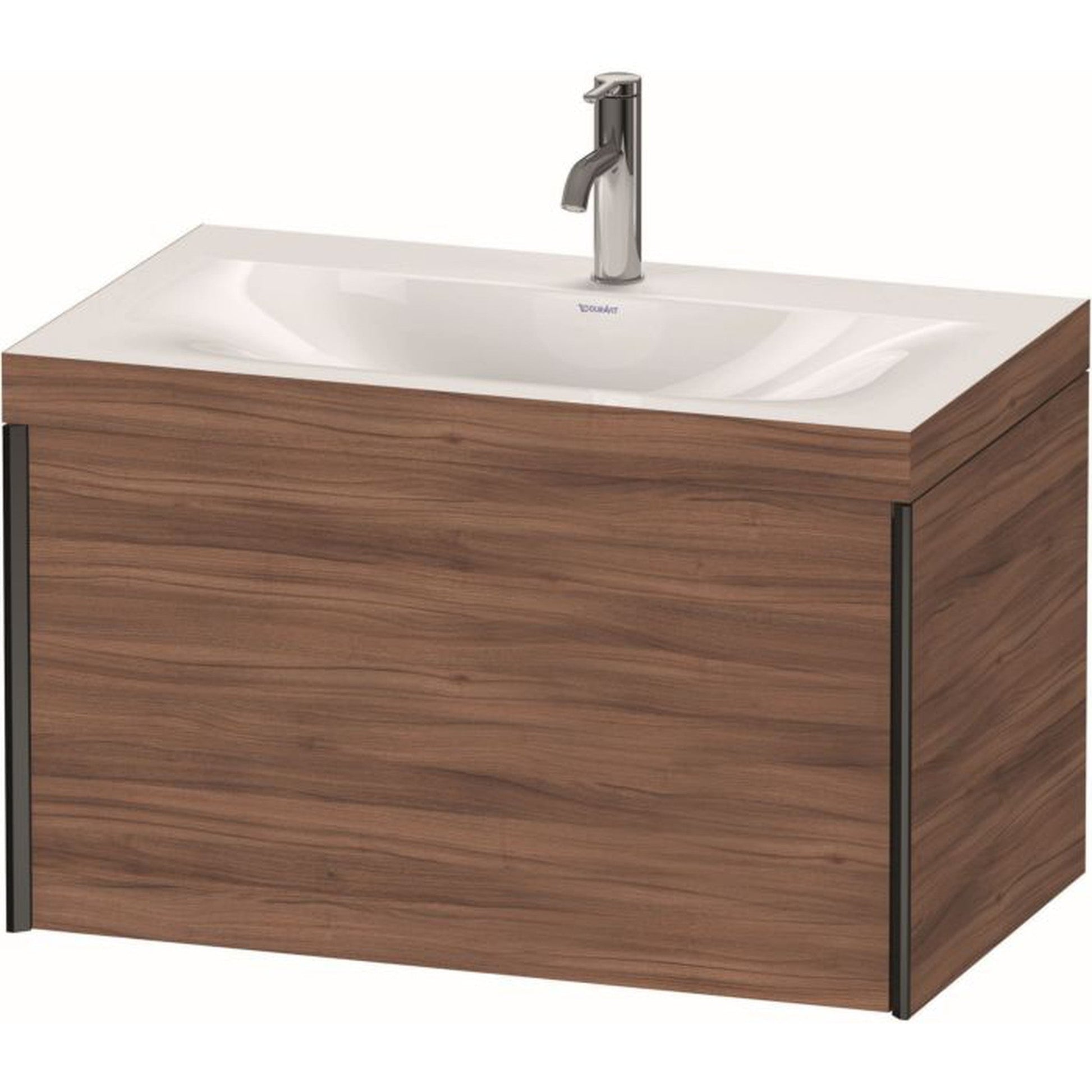 Duravit XViu 31" x 20" x 19" One Drawer C-Bonded Wall-Mount Vanity Kit With One Tap Hole, Walnut (XV4610OB279C)