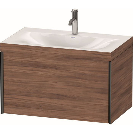 Duravit XViu 31" x 20" x 19" One Drawer C-Bonded Wall-Mount Vanity Kit With One Tap Hole, Walnut (XV4610OB279C)