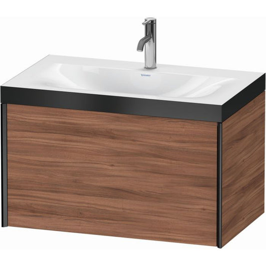 Duravit XViu 31" x 20" x 19" One Drawer C-Bonded Wall-Mount Vanity Kit With One Tap Hole, Walnut (XV4610OB279P)
