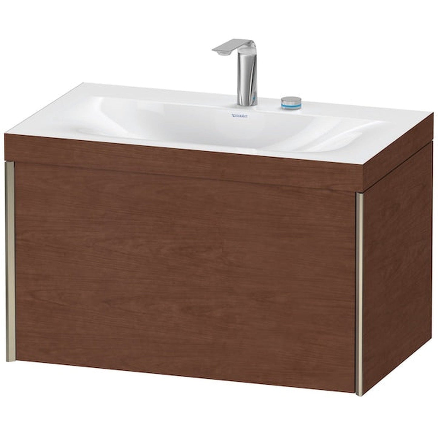 Duravit XViu 31" x 20" x 19" One Drawer C-Bonded Wall-Mount Vanity Kit With Two Tap Holes, American Walnut (XV4610EB113C)