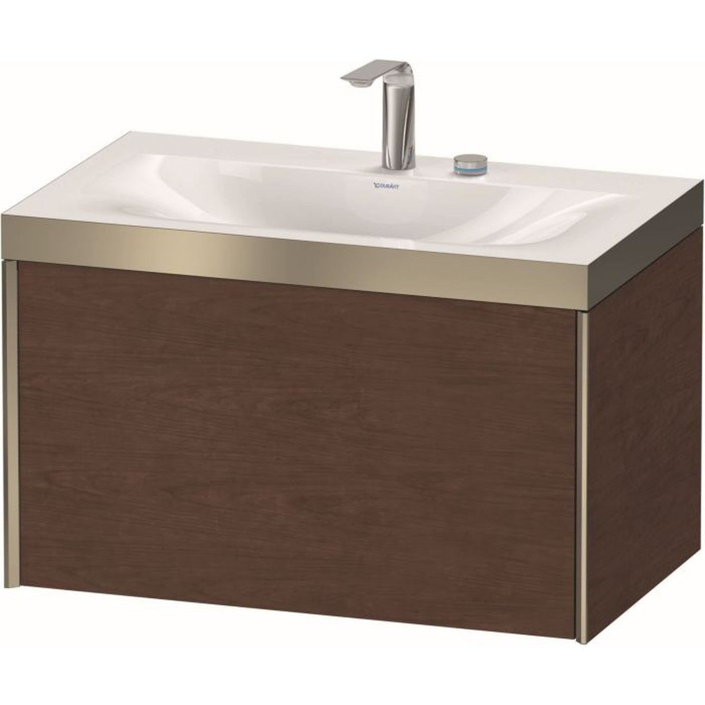 Duravit XViu 31" x 20" x 19" One Drawer C-Bonded Wall-Mount Vanity Kit With Two Tap Holes, American Walnut (XV4610EB113P)