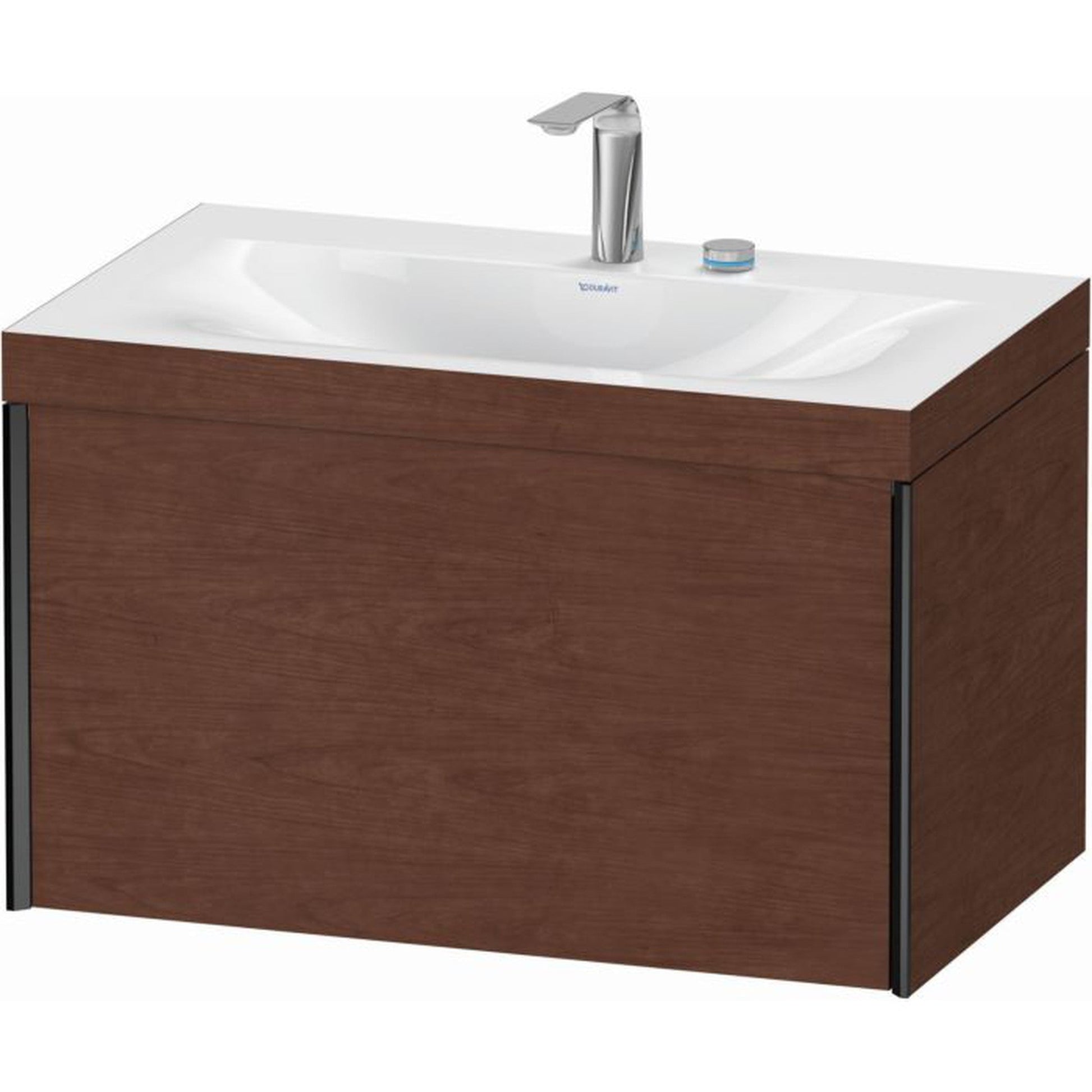 Duravit XViu 31" x 20" x 19" One Drawer C-Bonded Wall-Mount Vanity Kit With Two Tap Holes, American Walnut (XV4610EB213C)