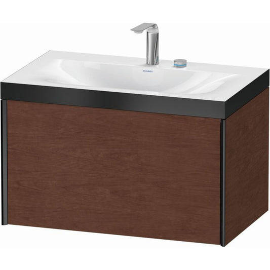 Duravit XViu 31" x 20" x 19" One Drawer C-Bonded Wall-Mount Vanity Kit With Two Tap Holes, American Walnut (XV4610EB213P)