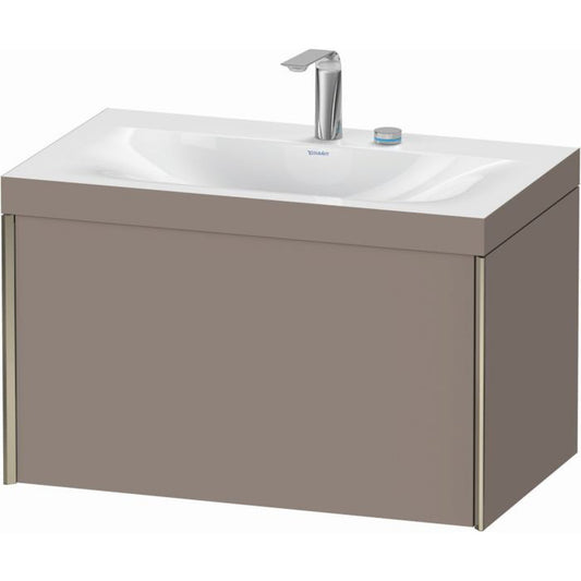 Duravit XViu 31" x 20" x 19" One Drawer C-Bonded Wall-Mount Vanity Kit With Two Tap Holes, Basalt (XV4610EB143C)