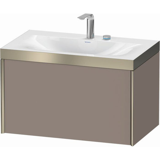 Duravit XViu 31" x 20" x 19" One Drawer C-Bonded Wall-Mount Vanity Kit With Two Tap Holes, Basalt (XV4610EB143P)