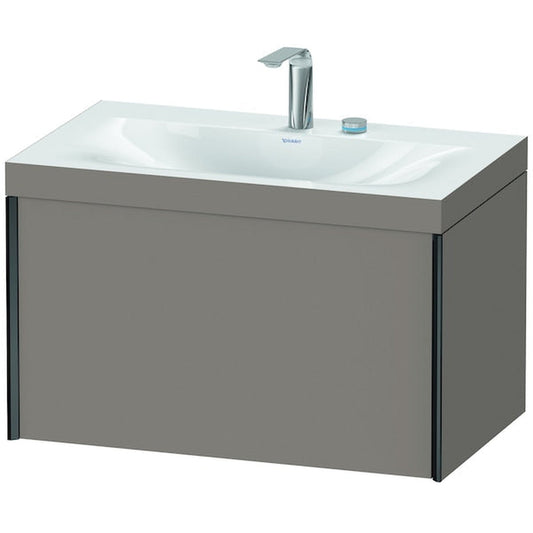 Duravit XViu 31" x 20" x 19" One Drawer C-Bonded Wall-Mount Vanity Kit With Two Tap Holes, Basalt (XV4610EB243C)