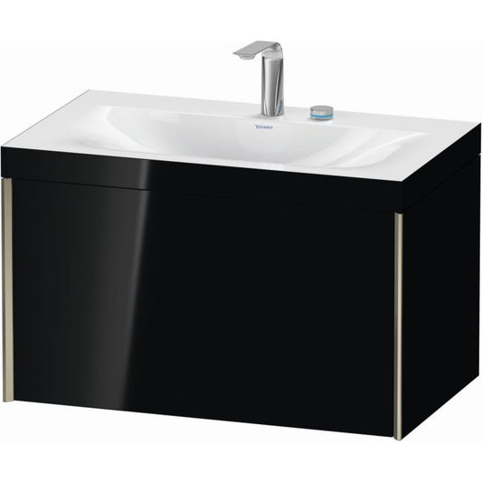 Duravit XViu 31" x 20" x 19" One Drawer C-Bonded Wall-Mount Vanity Kit With Two Tap Holes, Black (XV4610EB140C)