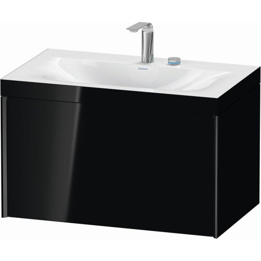 Duravit XViu 31" x 20" x 19" One Drawer C-Bonded Wall-Mount Vanity Kit With Two Tap Holes, Black (XV4610EB240C)