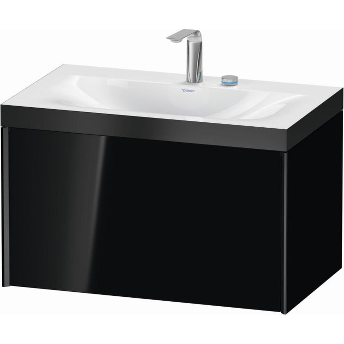 Duravit XViu 31" x 20" x 19" One Drawer C-Bonded Wall-Mount Vanity Kit With Two Tap Holes, Black (XV4610EB240P)