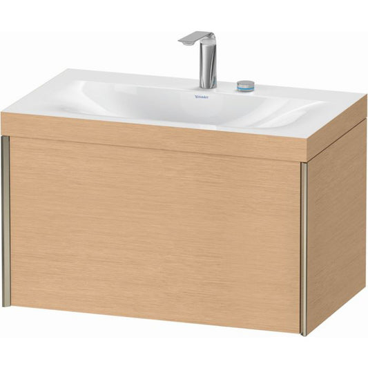 Duravit XViu 31" x 20" x 19" One Drawer C-Bonded Wall-Mount Vanity Kit With Two Tap Holes, Brushed Oak (XV4610EB112C)