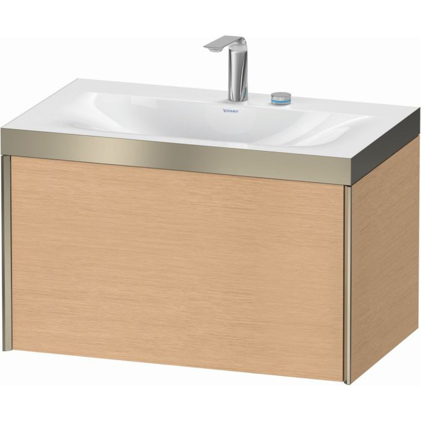 Duravit XViu 31" x 20" x 19" One Drawer C-Bonded Wall-Mount Vanity Kit With Two Tap Holes, Brushed Oak (XV4610EB112P)