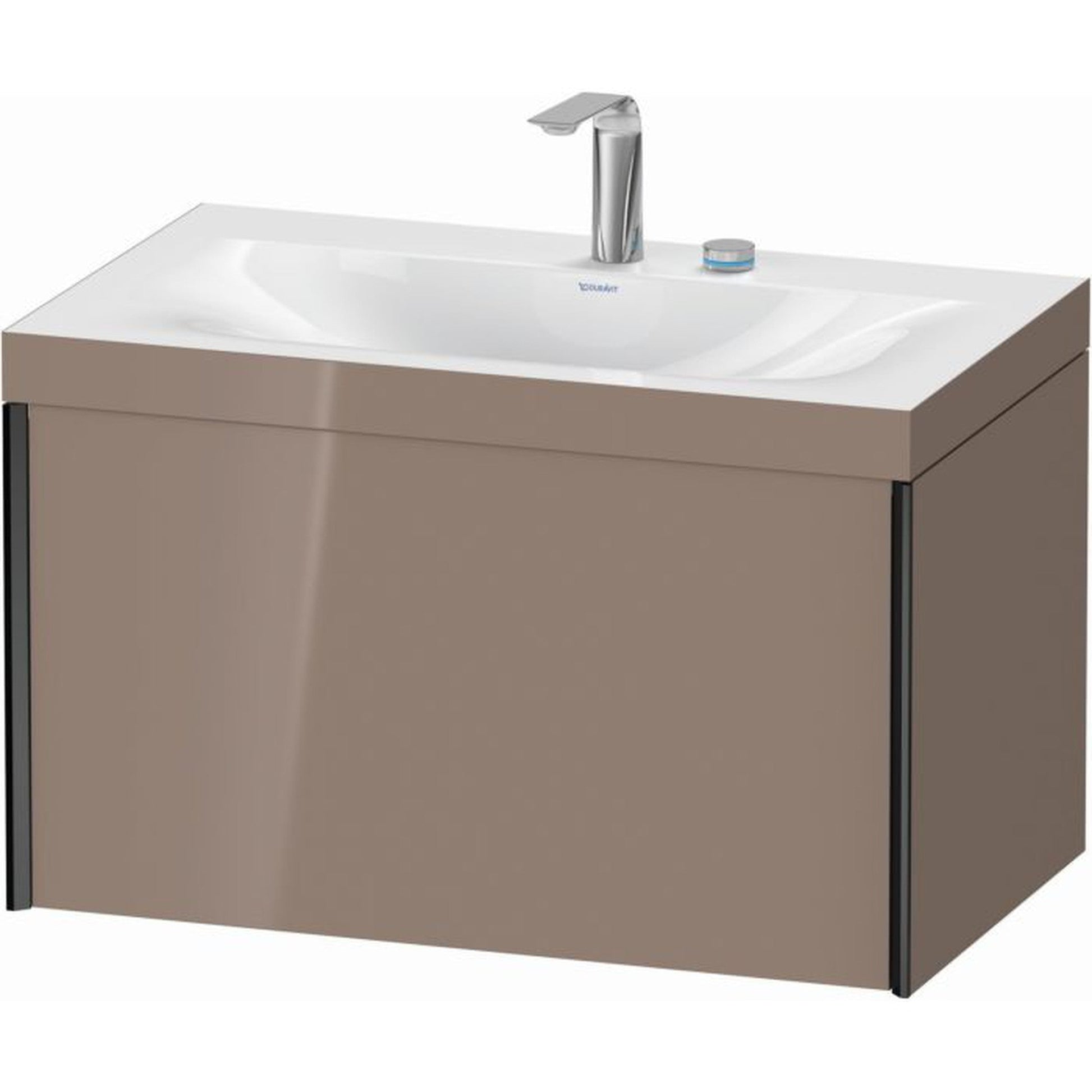 Duravit XViu 31" x 20" x 19" One Drawer C-Bonded Wall-Mount Vanity Kit With Two Tap Holes, Cappuccino (XV4610EB286C)