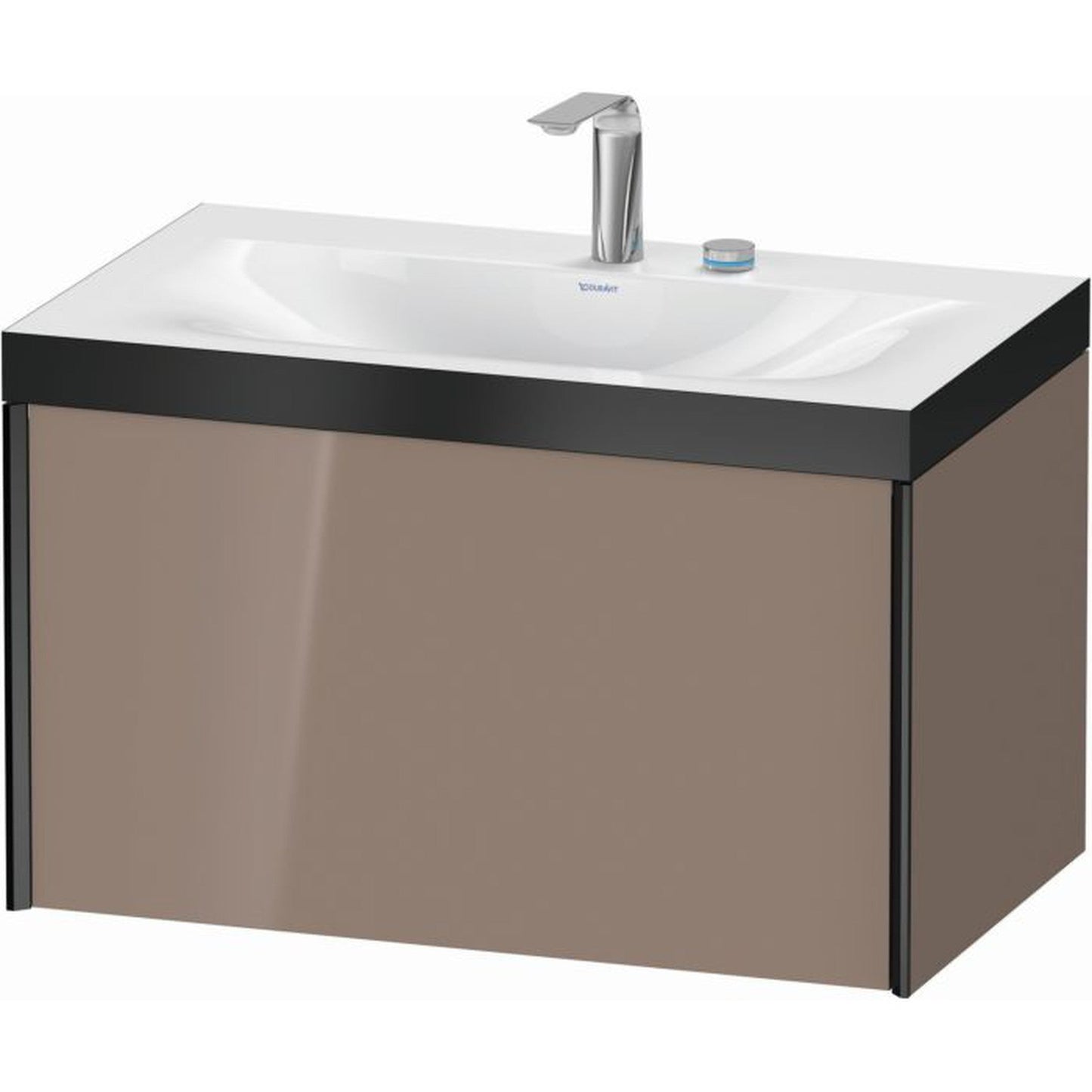 Duravit XViu 31" x 20" x 19" One Drawer C-Bonded Wall-Mount Vanity Kit With Two Tap Holes, Cappuccino (XV4610EB286P)