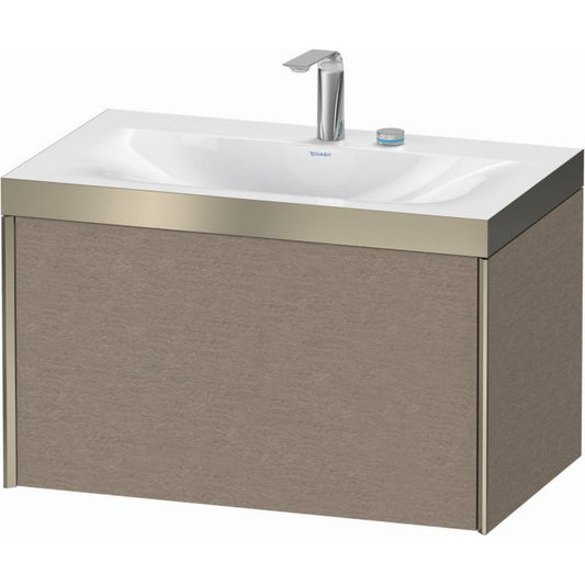 Duravit XViu 31" x 20" x 19" One Drawer C-Bonded Wall-Mount Vanity Kit With Two Tap Holes, Cashmere Oak (XV4610EB111P)