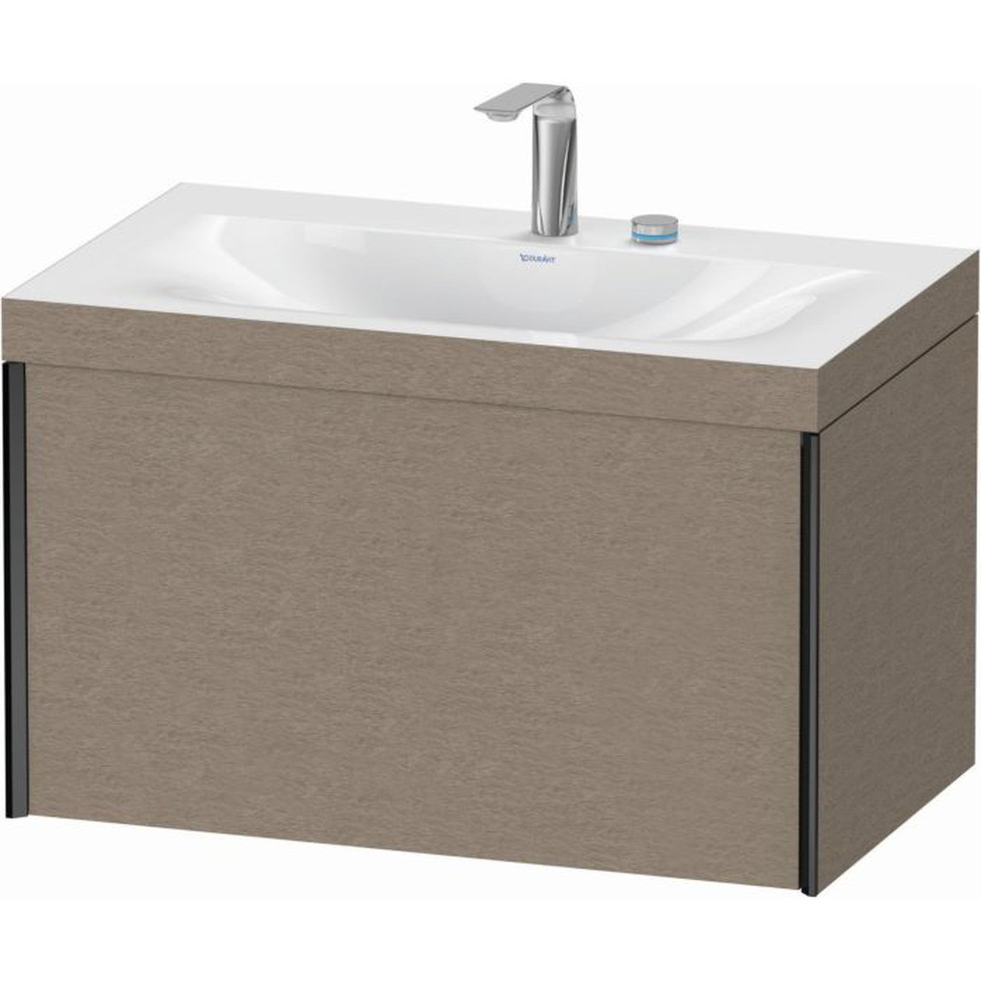 Duravit XViu 31" x 20" x 19" One Drawer C-Bonded Wall-Mount Vanity Kit With Two Tap Holes, Cashmere Oak (XV4610EB211C)