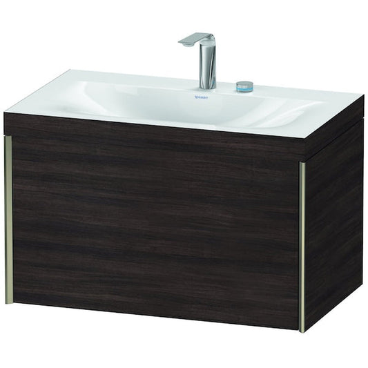Duravit XViu 31" x 20" x 19" One Drawer C-Bonded Wall-Mount Vanity Kit With Two Tap Holes, Chestnut Dark (XV4610EB153C)