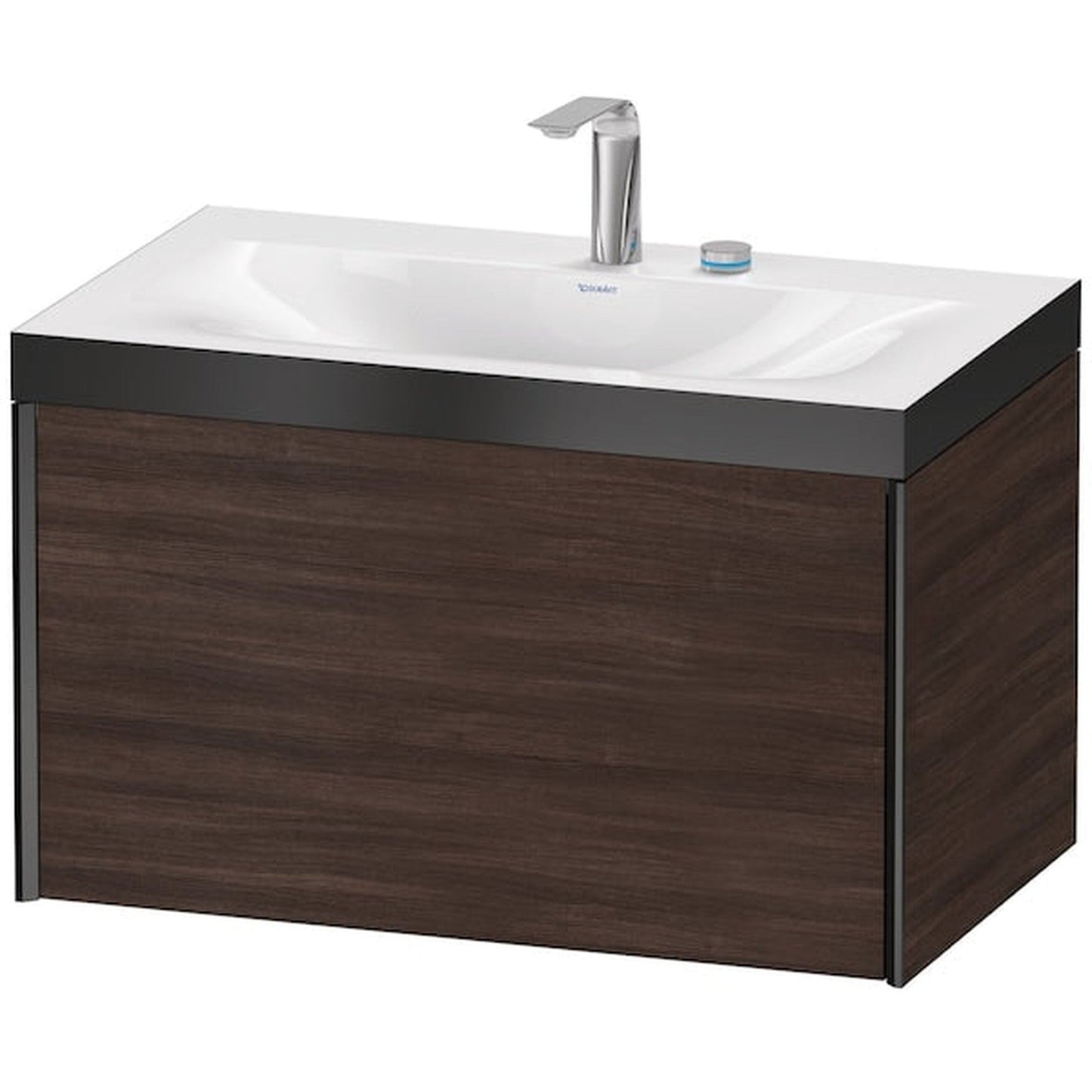 Duravit XViu 31" x 20" x 19" One Drawer C-Bonded Wall-Mount Vanity Kit With Two Tap Holes, Chestnut Dark (XV4610EB253P)