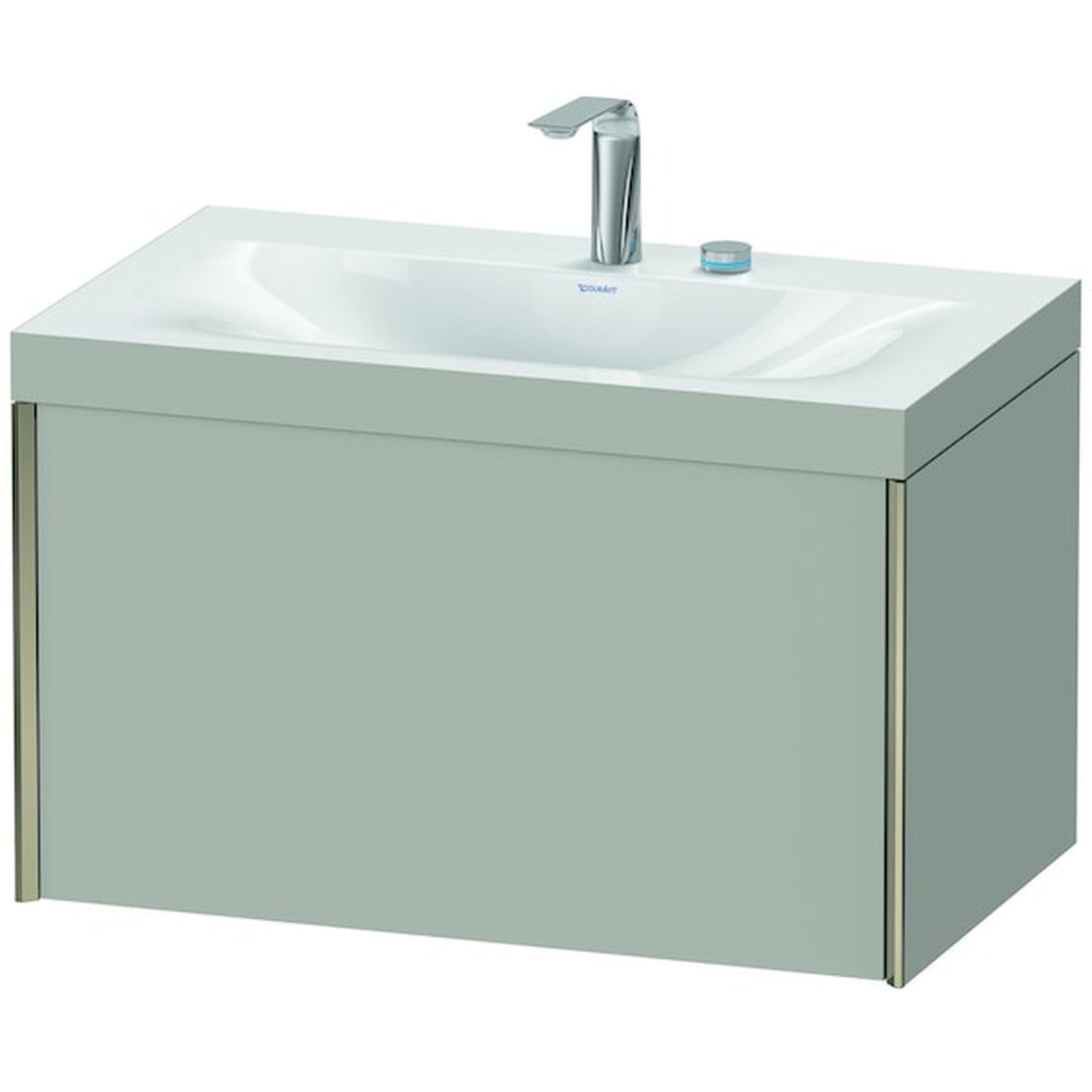 Duravit XViu 31" x 20" x 19" One Drawer C-Bonded Wall-Mount Vanity Kit With Two Tap Holes, Concrete Gray (XV4610EB107C)