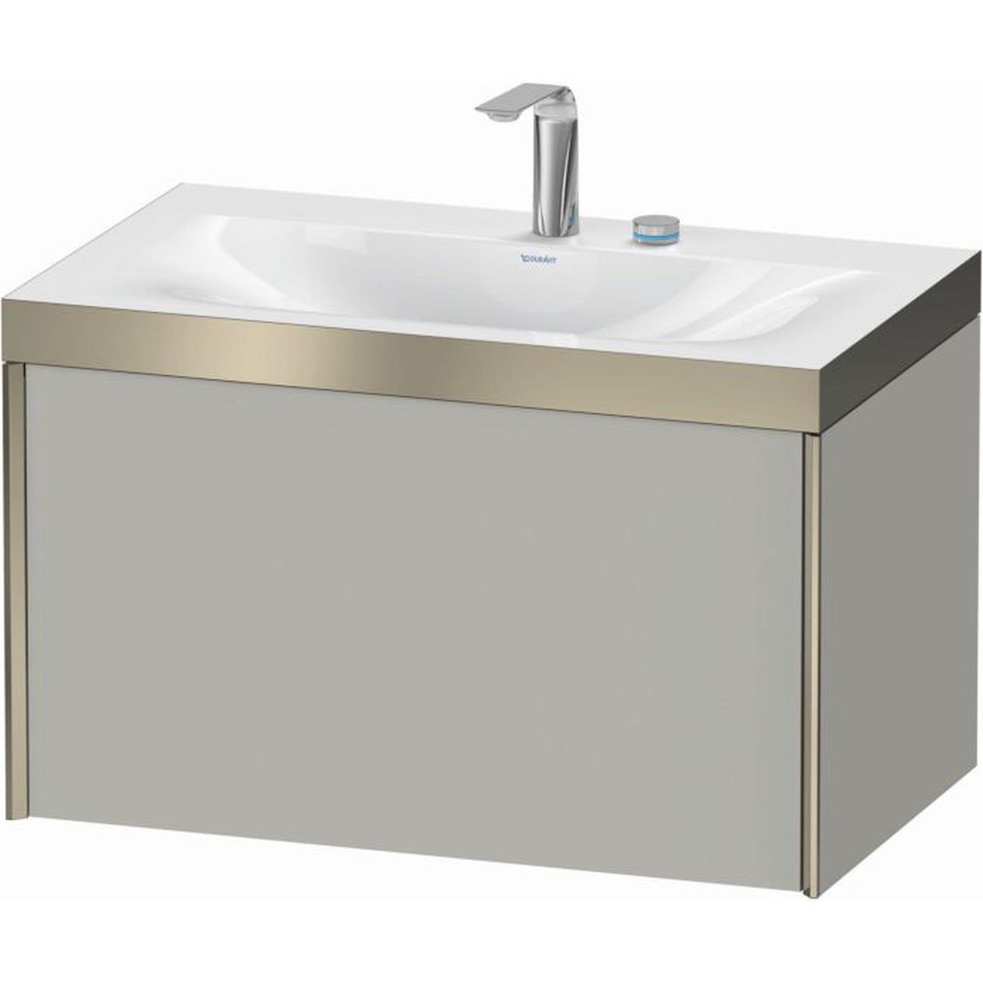 Duravit XViu 31" x 20" x 19" One Drawer C-Bonded Wall-Mount Vanity Kit With Two Tap Holes, Concrete Gray (XV4610EB107P)