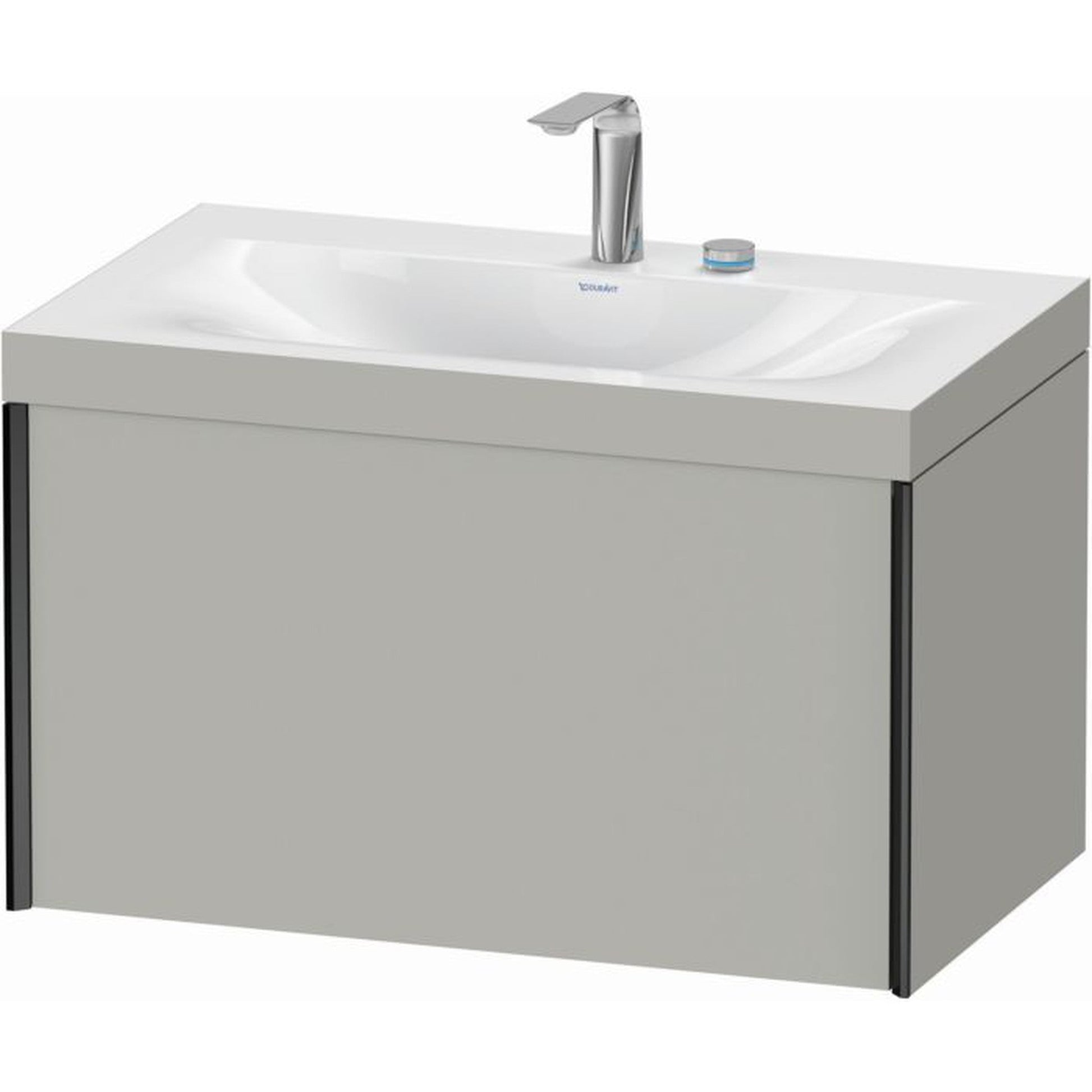 Duravit XViu 31" x 20" x 19" One Drawer C-Bonded Wall-Mount Vanity Kit With Two Tap Holes, Concrete Gray (XV4610EB207C)