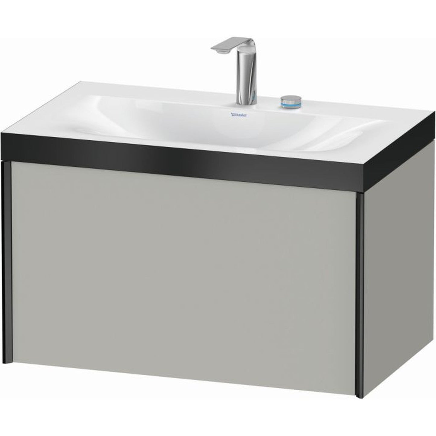Duravit XViu 31" x 20" x 19" One Drawer C-Bonded Wall-Mount Vanity Kit With Two Tap Holes, Concrete Gray (XV4610EB207P)