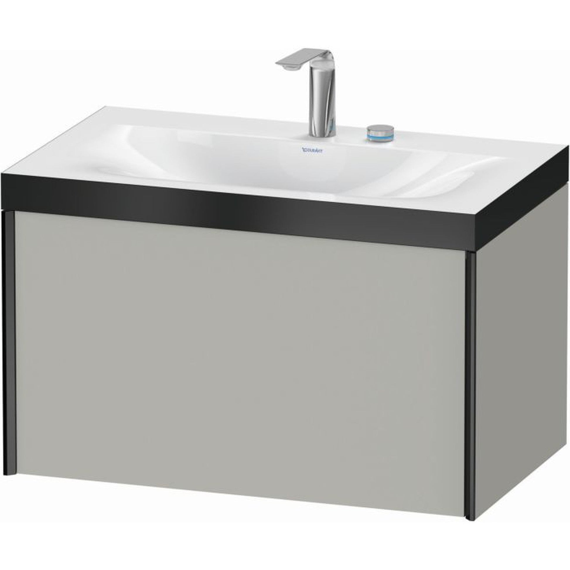 Duravit XViu 31" x 20" x 19" One Drawer C-Bonded Wall-Mount Vanity Kit With Two Tap Holes, Concrete Gray (XV4610EB207P)