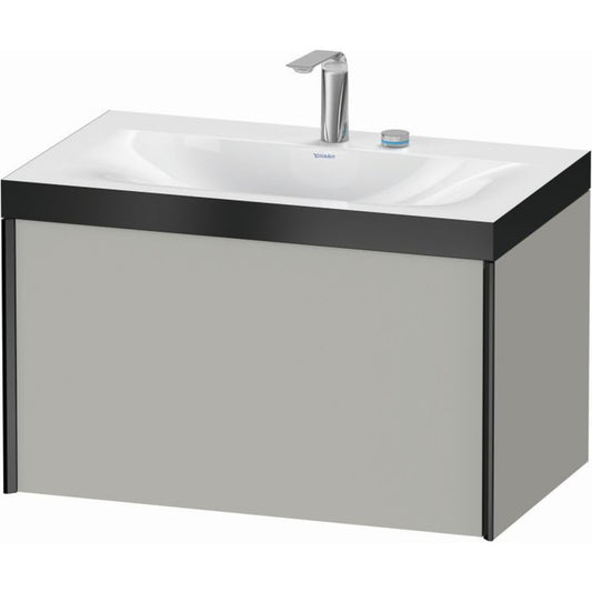 Duravit XViu 31" x 20" x 19" One Drawer C-Bonded Wall-Mount Vanity Kit With Two Tap Holes, Concrete Gray (XV4610EB207P)