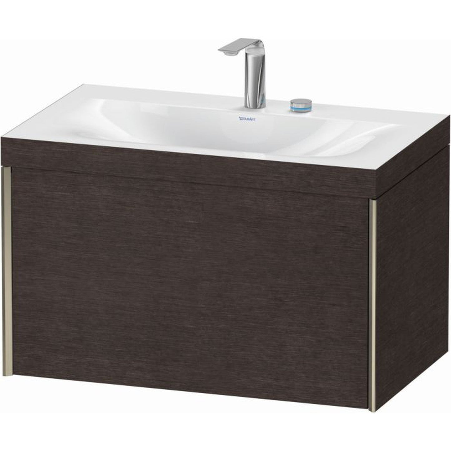 Duravit XViu 31" x 20" x 19" One Drawer C-Bonded Wall-Mount Vanity Kit With Two Tap Holes, Dark Brushed Oak (XV4610EB172C)