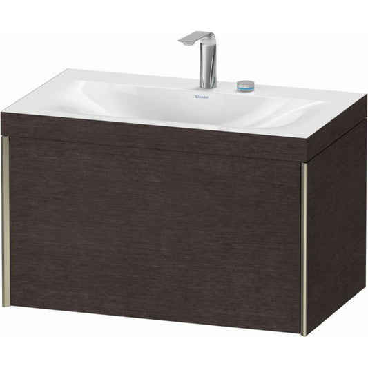 Duravit XViu 31" x 20" x 19" One Drawer C-Bonded Wall-Mount Vanity Kit With Two Tap Holes, Dark Brushed Oak (XV4610EB172C)