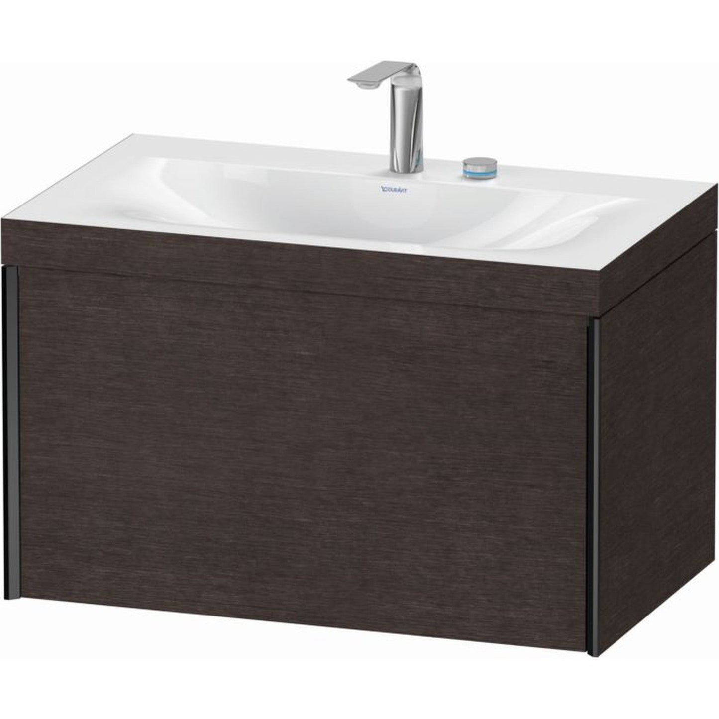 Duravit XViu 31" x 20" x 19" One Drawer C-Bonded Wall-Mount Vanity Kit With Two Tap Holes, Dark Brushed Oak (XV4610EB272C)