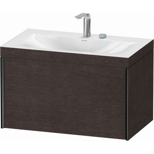 Duravit XViu 31" x 20" x 19" One Drawer C-Bonded Wall-Mount Vanity Kit With Two Tap Holes, Dark Brushed Oak (XV4610EB272C)