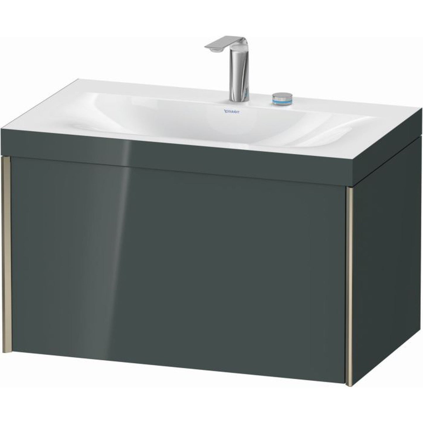 Duravit XViu 31" x 20" x 19" One Drawer C-Bonded Wall-Mount Vanity Kit With Two Tap Holes, Dolomite Gray (XV4610EB138C)