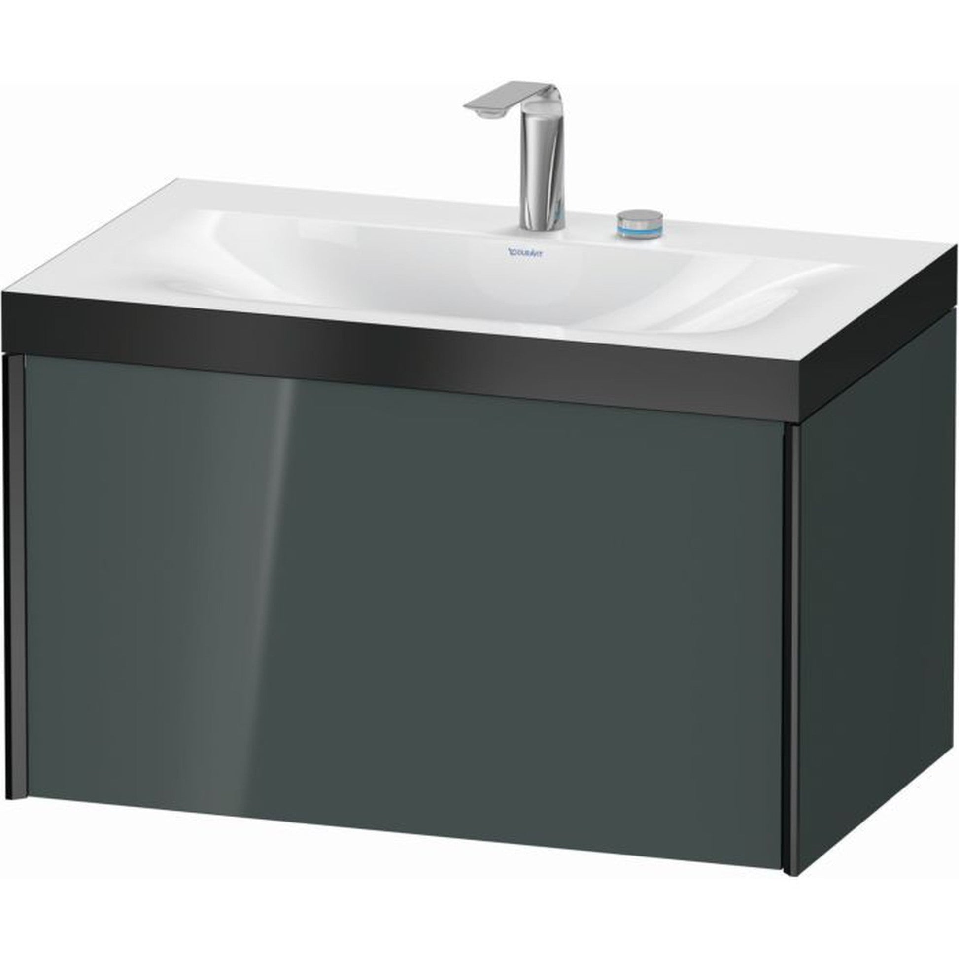 Duravit XViu 31" x 20" x 19" One Drawer C-Bonded Wall-Mount Vanity Kit With Two Tap Holes, Dolomite Gray (XV4610EB238P)
