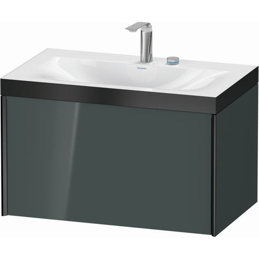 Duravit XViu 31" x 20" x 19" One Drawer C-Bonded Wall-Mount Vanity Kit With Two Tap Holes, Dolomite Gray (XV4610EB238P)